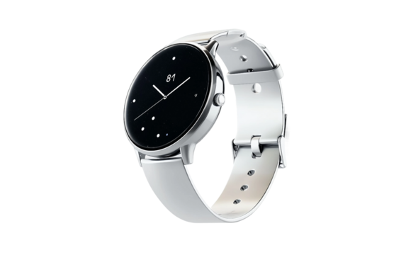 Floating silver smartwatch with sleek minimalist design and modern technology features isolated on transparent background PNG