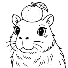 Capybara with Orange on top her head