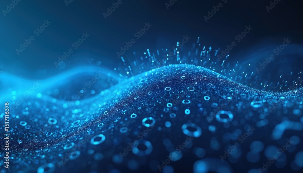 Poster digital blue background with binary code patterns integrated. futuristic abstract technology design,