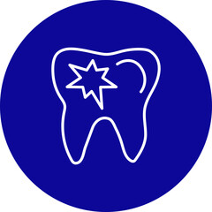 Dental Caries Vector Blue Circle Icon Design