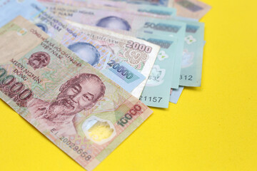 Vietnamese dong banknotes. Money concept