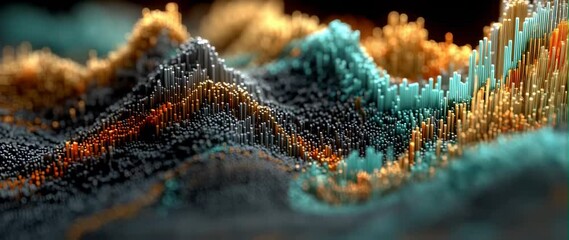 Anamorphic video abstract digital art, finance chart, stock market, statistics, data visualization, technical analysis, candlestick chart, line graph, trend lines, bar graph - Powered by Adobe