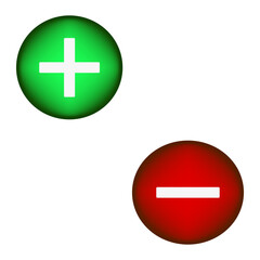 Fototapeta premium Plus minus icon. Green red buttons. Add subtract symbols. Vector pair.