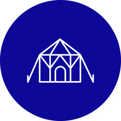 Tent  Vector Blue Circle Icon Design