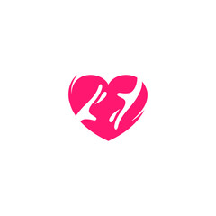 heart hand logo in flat vector design style