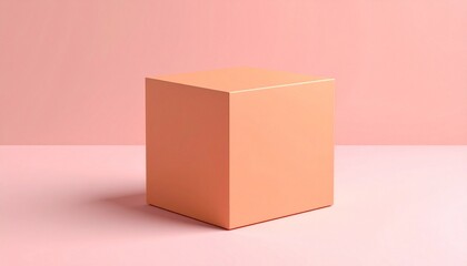Pastel orange kraft box mockup on pink background