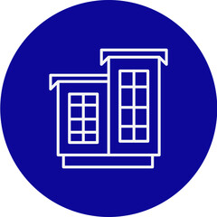 Office Building Vector Blue Circle Icon Design