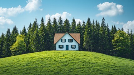 Obraz premium Quaint House in Forest Meadow