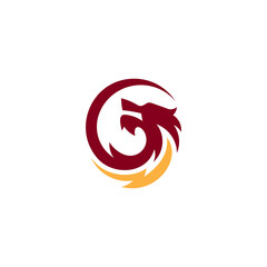 Naklejka premium dragon logo with flat vector design style