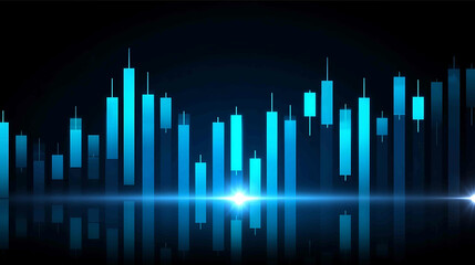 Business financial stock market chart and candlestick graph on a digital background with data for a candle canvas illustration an abstract blue technology w
