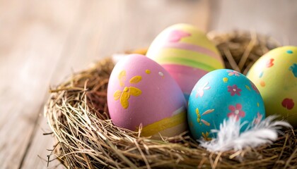 Pastel Easter Eggs in a Bird's Nest