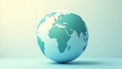 Fototapeta premium World Globe Graphic Displaying Continents on Soft Blue Gradient Background