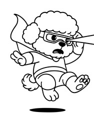 Laser-Eyed Super Dog Doodle Line Art
