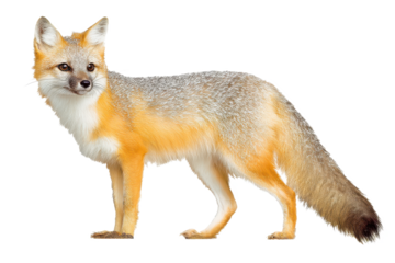 Swift Fox Wild Canine, Profile View, Isolated on White Background