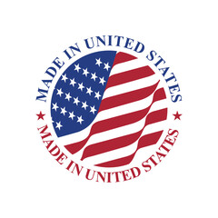 made in united states stamp circle logo vector design with united states flag element	