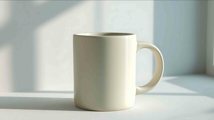 Obraz premium A premium ceramic mug unboxing soft shadows clean setup left side free for branding with White background