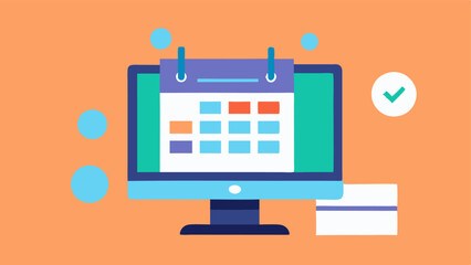 Calendar Management An illustration of a digital assistant on a computer screen highlighting scheduled appointments in a colorful digital calendar with task reminders popping up