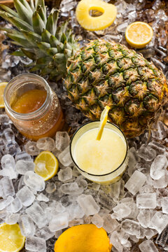 pineapple smoothie over ice