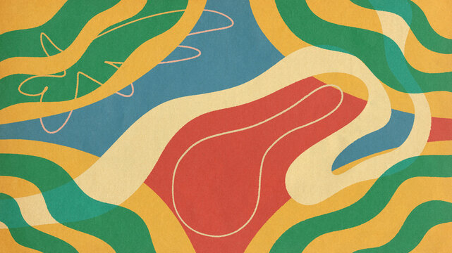 Fototapeta Abstract Illustration With Happy Wavy Rays of Music