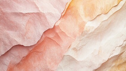 Abstract textured layers of soft peach, beige, and cream colored paper