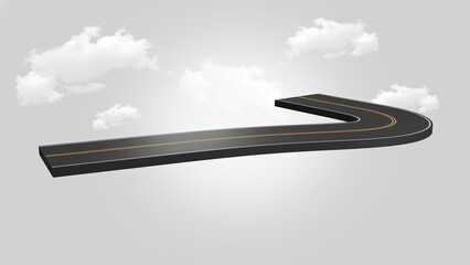 3D road floating number road and land image manipulation design highway concept speed tour and transport