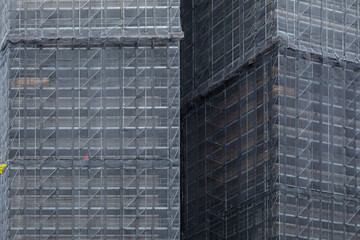 Close-up views of construction scaffolding details in Australia