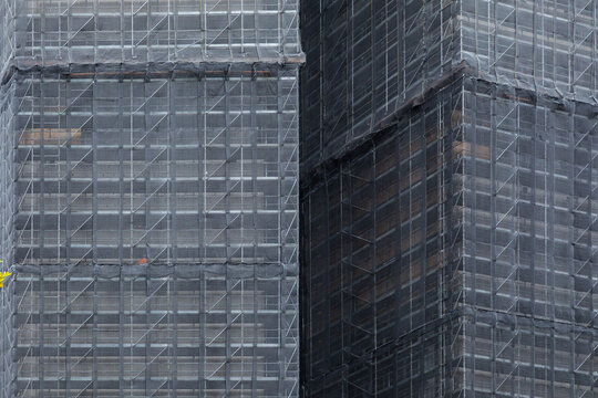 Close-up views of construction scaffolding details in Australia
