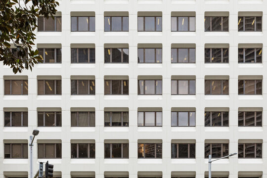 Close-up view of rectangular patterned building