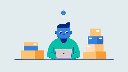 Brainstorming Session A character sitting at a table with a notepad brainstorming their purchases surrounded by empty packages and the central question Do I really need this