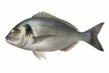 Fototapeta premium Gilthead seabream swimming in the ocean with white background