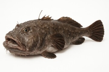 Anglerfish lying on white background with mouth open