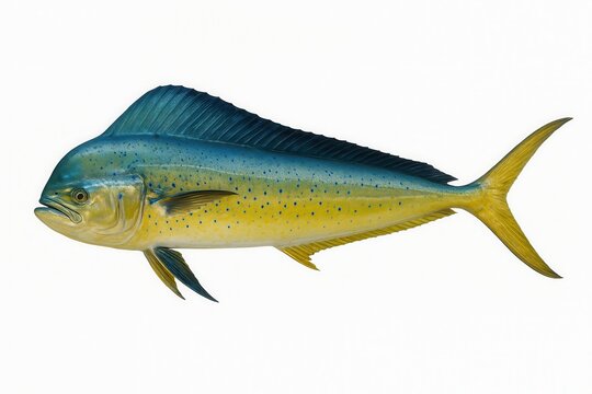 Realistic Mahi Mahi Fish Swimming on White Background