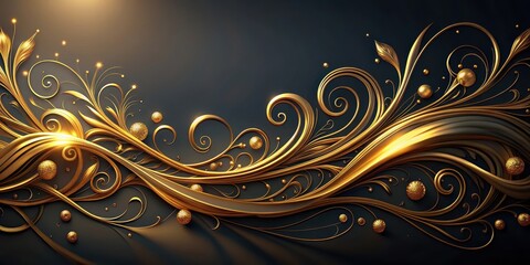 Intricate golden swirls dance on a dark canvas, radiating luxury and sophistication