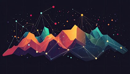 Abstract mountain range with interconnected points