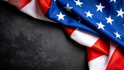 Patriotic American Flag draped over textured background for celebrations and national pride themes, red, white and blue colors - Powered by Adobe