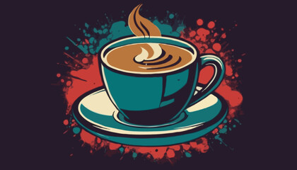 Retro Poster of coffee cup Graphic Design for T shirt Street Wear and Urban Style