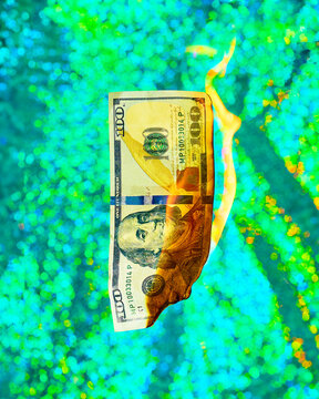 Movie hundred dollar bill on fire