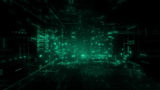 4K abstract blue background with binary code.