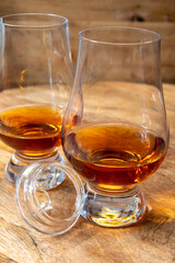 Scotch single malt and blended whisky tasting on distillery in Scotland close up