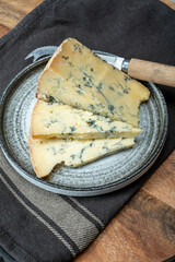 Cheese collection, English cow milk semi-soft, crumbly old stilton blue cheese