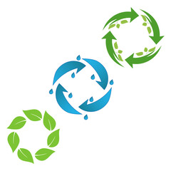 Circular arrow icon. Cycle motion symbol. Vector loop design. Green blue palette.