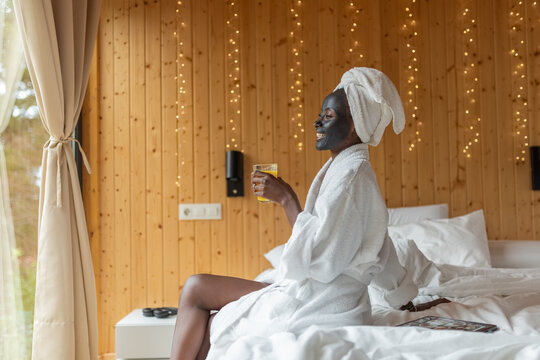 Happy guest enjoying stay in hotel