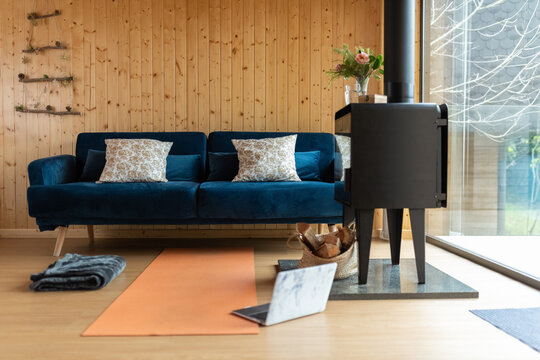 Modern interior of wooden house