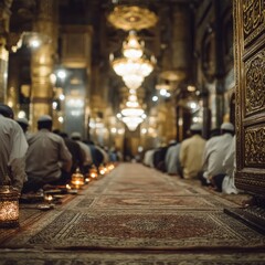 Muslims Praying in a Mosque