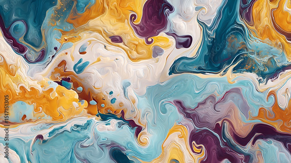 Poster beautiful abstract fluid art seamless pattern background