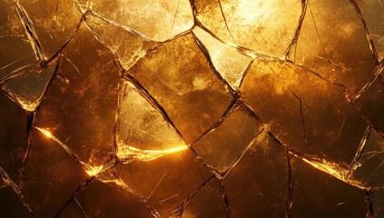 Fractured gold glass, shards of light