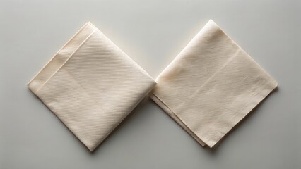 Two paper napkins folded neatly on a clean surface