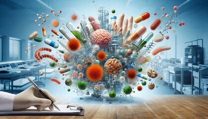Microbial Growth and Antibiotic Sensitivity and copy space for text

