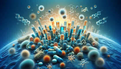 Microbial Growth and Antibiotic Sensitivity and copy space for text
