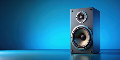 High-quality audio speaker with sleek design on a blue background, sound system, gadget